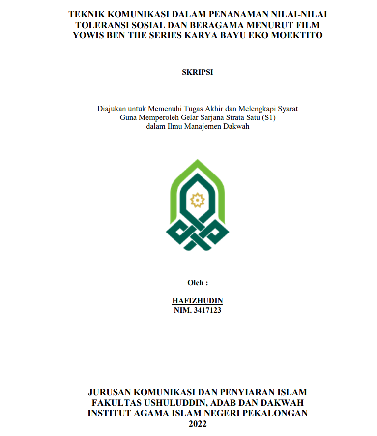 Teknik Komunikasi dalam Penanaman Niali-Nilai Toleransi Sosial dan Beragama Menurut Film Yowis Ben The Series Karya Bayu Eko Moektito