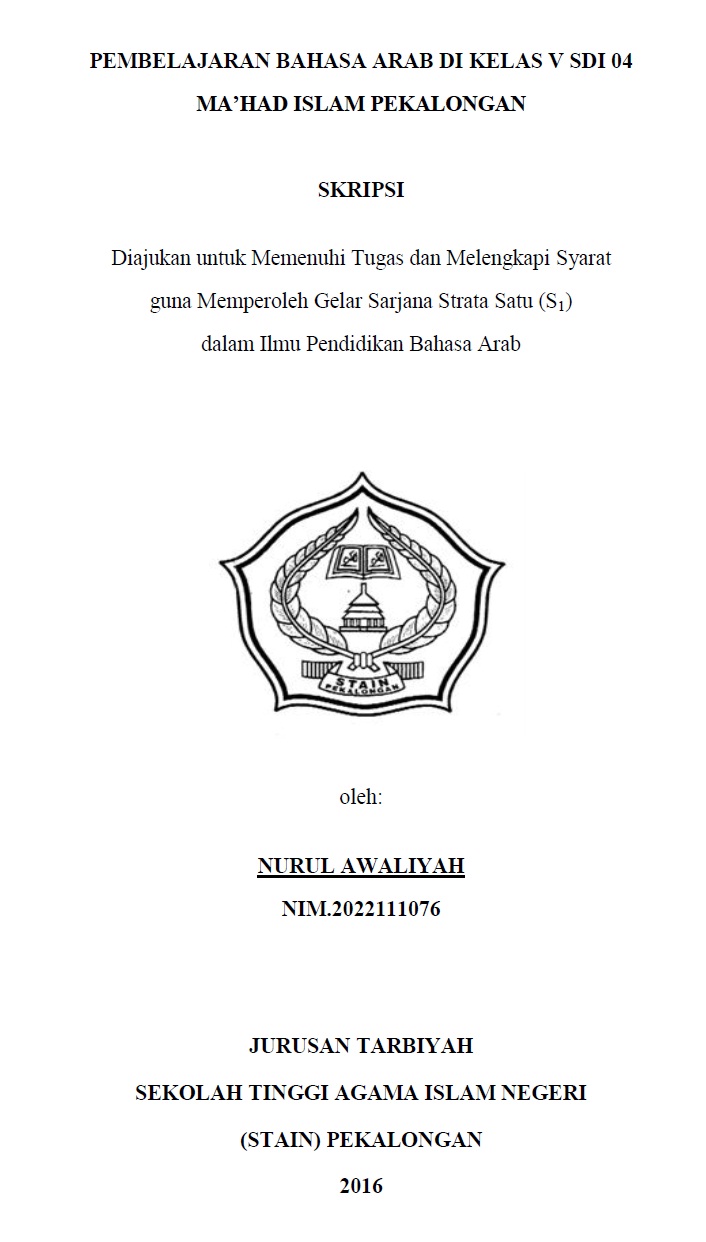 Pembelajaran Bahasa Arab di Kelas V SDI 04 Ma’had Islam Pekalongan