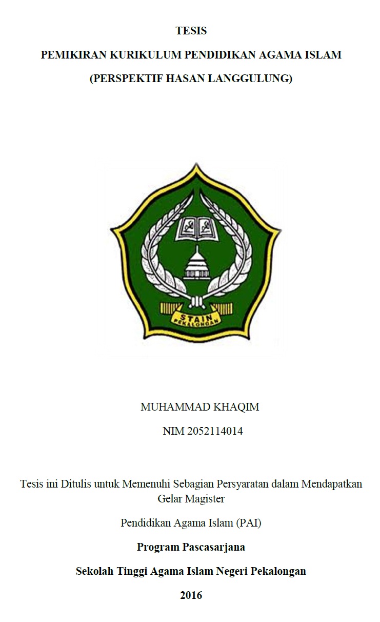 Pemikiran Kurikulum Pendidikan Agama Islam (Perspektif Hasan Langgulung)