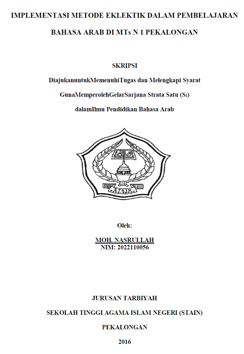 Implementasi Metode Eklektik Dalam Pembelajaran Bahasa Arab Di MTs N 1 Pekalongan