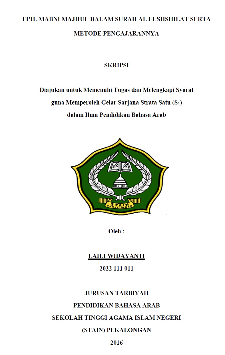 Fi’il Mabni Majhul dalam Surah Al Fushshilat serta Metode Pengajarannya