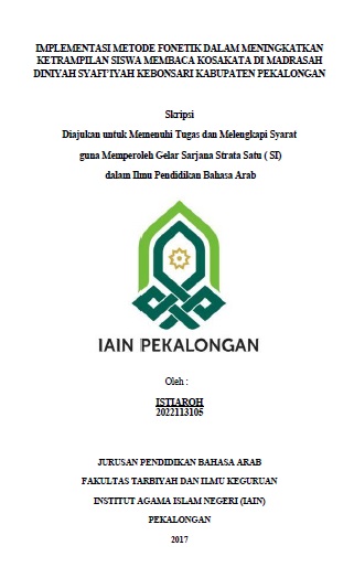 Implementasi Metode Fonetik dalam Meningkatkan Ketrampilan Membaca di Madrasah Diniyah Syafiiyah Kebonsari Kabupaten Pekalongan