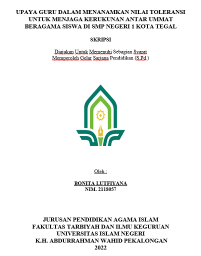 Upaya Guru Dalam Menanamkan Nilai Toleransi Untuk Menjaga Kerukunan Antar Ummat Beragama Siswa di SMP Negeri 1 Kota Tegal