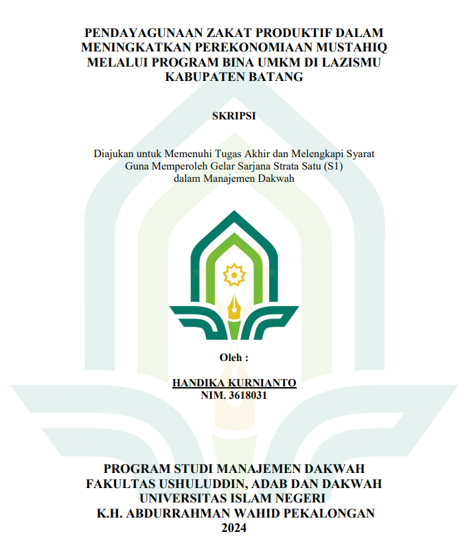 Pendayagunaan Zakat Produktif Dalam Meningkatkan Perekonomian Mustahiq Melalui Program Bina UMKM Di Lazismu Kabupaten Batang