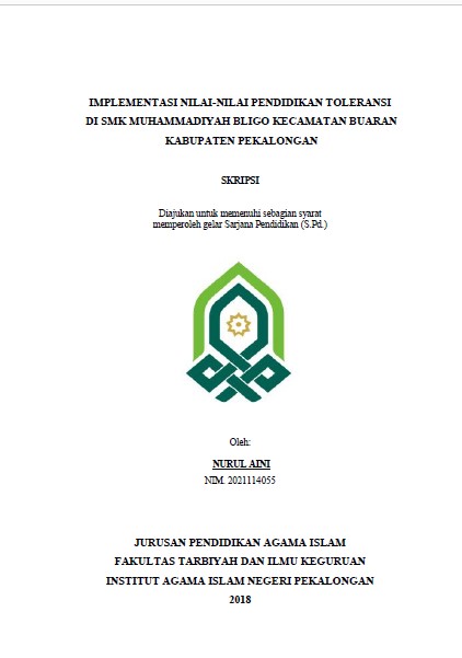 Implementasi Nilai-Nilai Pendidikan Toleransi Di SMK Muhammadiyah Bligo Kecamatan Buaran Kabupaten Pekalongan