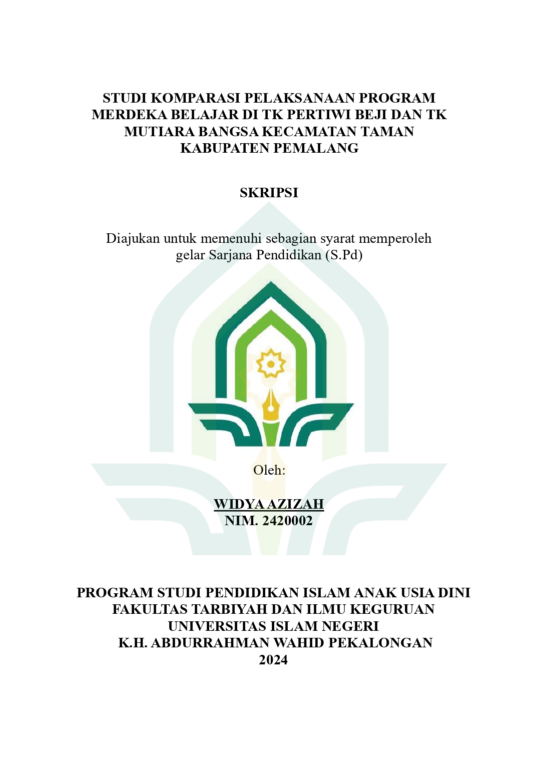 Studi Komparasi Pelaksanan Program Merdeka Belajar di TK Pertiwi Beji dan TK Mutiara Bangsa Kecamatan Taman Kabupaten Pemalang