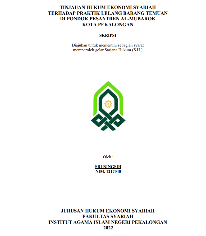 Tinjauan Hukum Ekonomi Syariah terhadap Praktik Lelang Barang Temuan di Pondok Pesantren Al Mubarok Kota Pekalongan