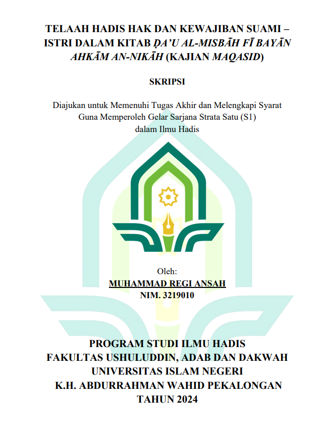 Telaah Hadis Hak Dan Kewajiban Suami-Istri Dalam Kitab Da'u Al-Misbah FI Bayan Ahkam An-Nikah (Kajian Maqasid)