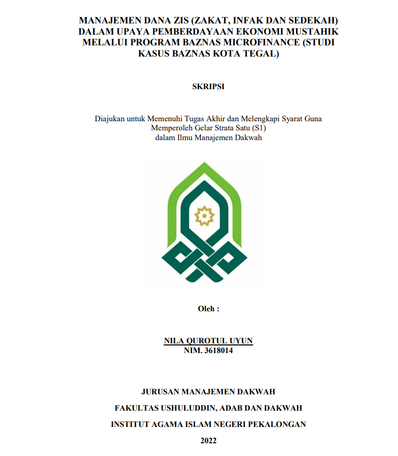 Manajemen Dana ZIS (Zakat, Infaq, dan Sedekah) dalam Upaya Pemberdayaan Baznas Microrifinance (Studi Kasus Baznas Kota Tegal)