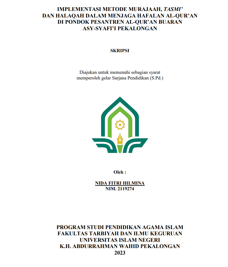 Implementasi Metode Murajaah, Tasmi' Dan Halaqah Dalam Menjaga Hafalan Al-Qur'an Buaran Asy-Syafi'I Pekalongan