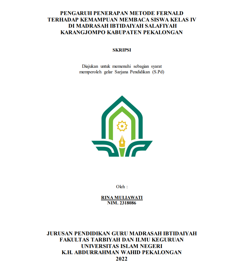 Pengaruh Penerapan Metode Fernald terhadap Kemampuan Membaca Siswa Kelas IV di Madrasah Ibtidaiyah Salafiyah Karangjompo Kabupaten Pekalongan