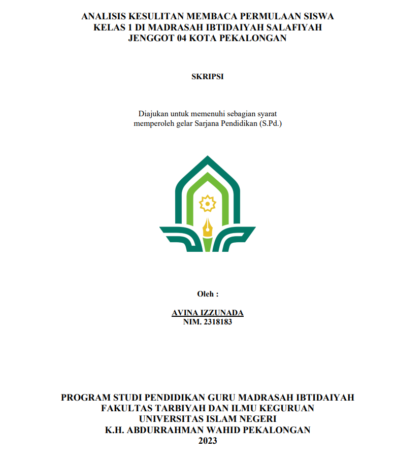 Analisis Kesulitan Membaca Permulaan Siswa Kelas 1 di Madrasah Ibtidaiyah Salafiyah Jenggot 04 Kota Pekalongan