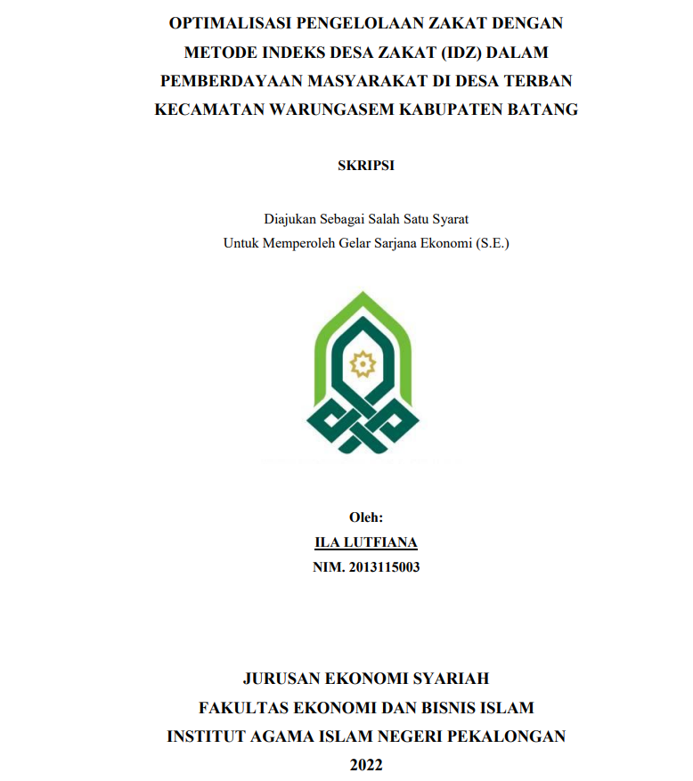 Optimasilasi Pengelolaan Zakat Dengan Metode Indeks Desa Zakat (IDZ) Dalam Pemberdayaan Masyarakat Di Desa Terban Kecamatan Warungasem Kabupaten Batang