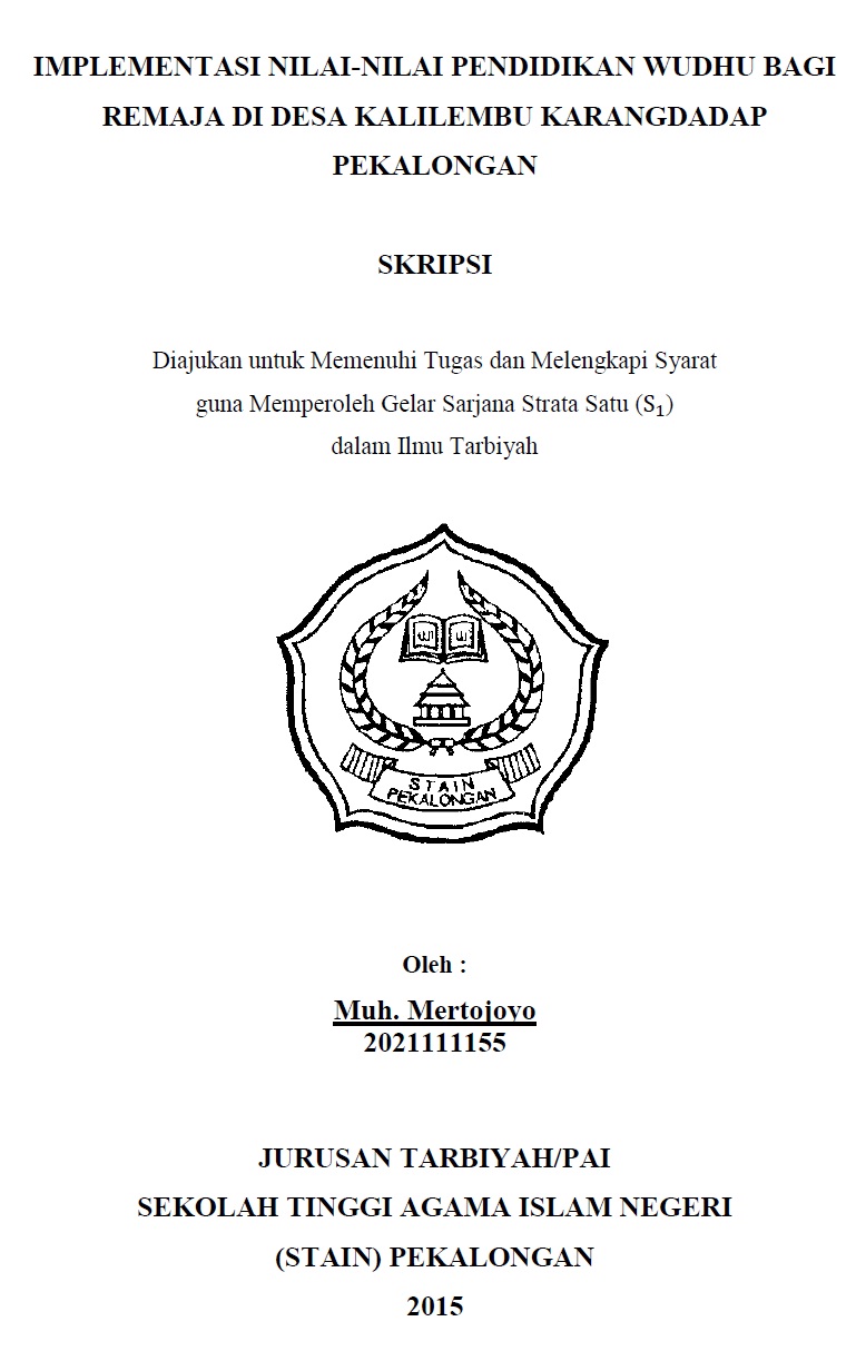 Implementasi Nilai-Nilai Pendidikan Wudhu Bagi Remaja Di Desa Kalilembu Karangdadap Pekalongan