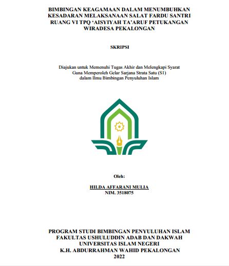 Bimbingan Keagamaan dalam Menumbuhkan Kesadaran Melaksanakan Salat Fardu Santri Ruang VI TPQ 'Aisyiyah Ta'aruf Petukangan Wiradesa Pekalongan