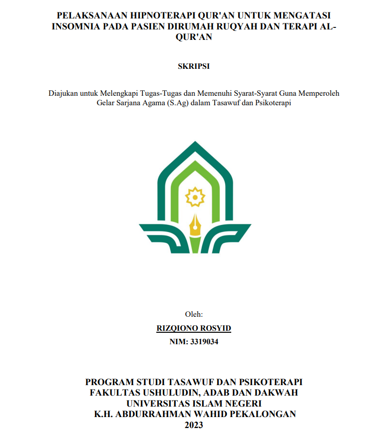 Pelaksanaan Hipoterapi Qur'an Untuk Mengatasi Insomnia pada Pasien Di Rumah Ruqyah dan Terapi Al-Qur'an