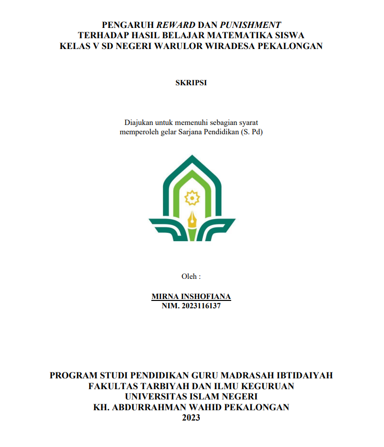 Pengaruh Reward dan Punishment Terhadap Hasil Belajar Matematika Siswa Kelas V SD Negeri Warulor Wiradesa Pekalongan