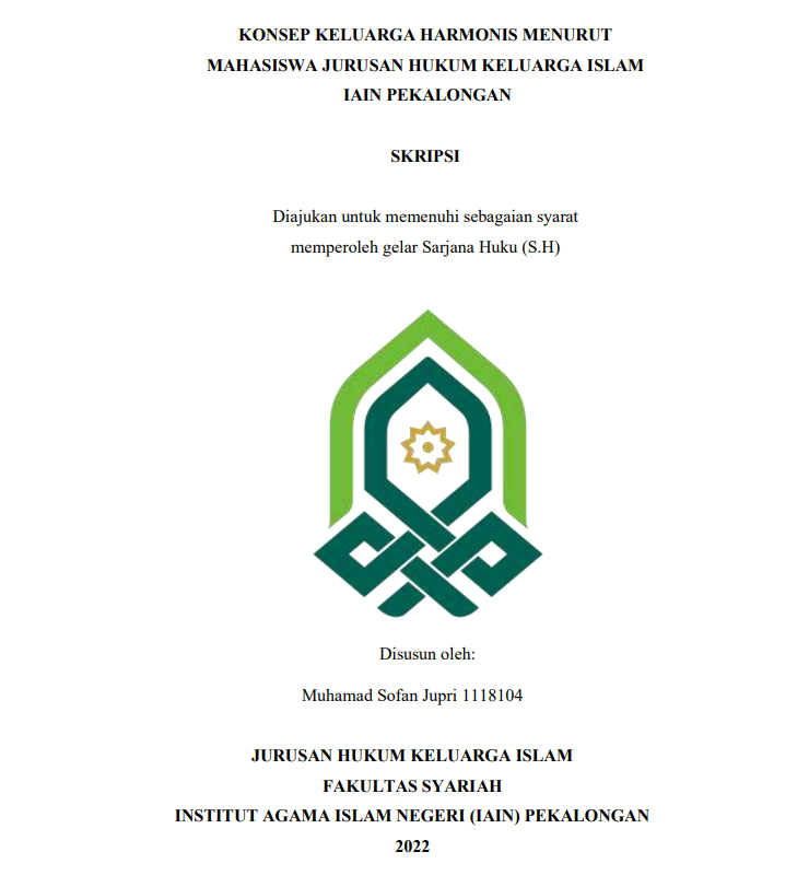 Konsep Keluarga Harmonis Menurut Mahasiswa Jurusan Hukum Keluarga Islam IAIN Pekalongan