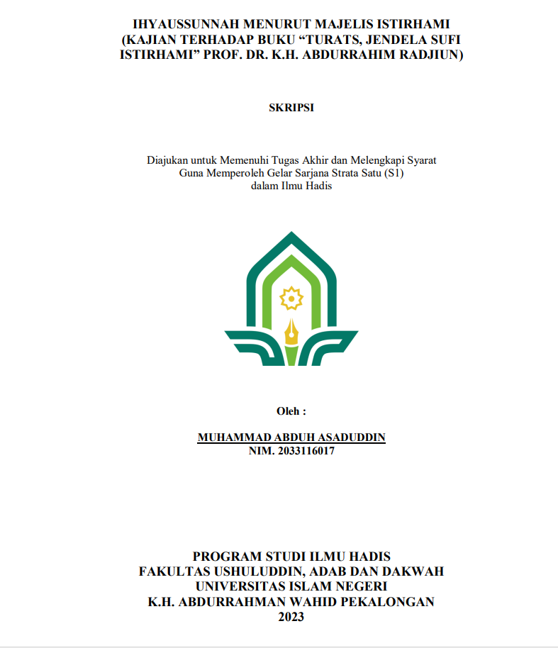 Ihyaussunnah Menurut Majelis Istirhami (Kajian Terhadap Buku 