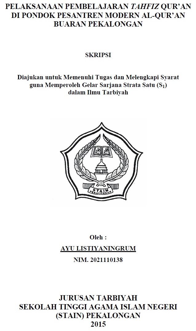 Pelaksanaan Pembelajaran Tahfiz Qur'an Di Pondok Pesantren Modern Al-Qur'an Buaran Pekalongan