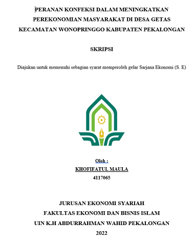 Peranan Konfeksi Dalam Meningkatkan Perekonomian Masyarakat di Desa Getas Kecamatan Wonopringgo Kabupaten Pekalongan