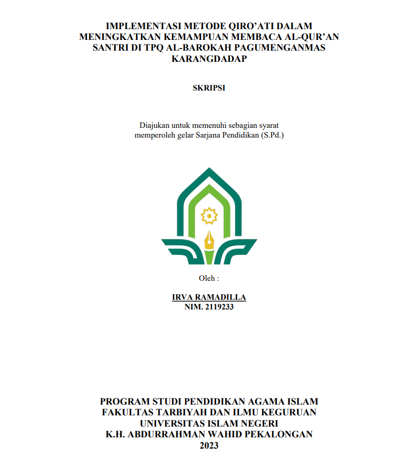 Implementasi Metode Qiro'ati Dalam Meningkatkan Kemampuan Membaca Al-Qur'an Santri Di TPQ Al-Barokah Pagumenganmas Karangdadap