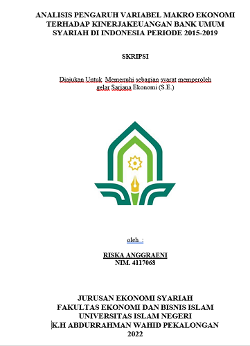 Analisis Pengaruh Variabel Makro Ekonomi Terhadap Kinerja Keuangan Bank Umum Syariah di Indonesia Periode 2015-2019