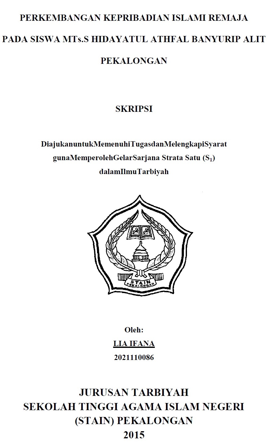 Perkembangan Kepribadian Islami Remaja Pada Siswa Mts.S Hidayatul Athfal Banyurip Alit Pekalongan