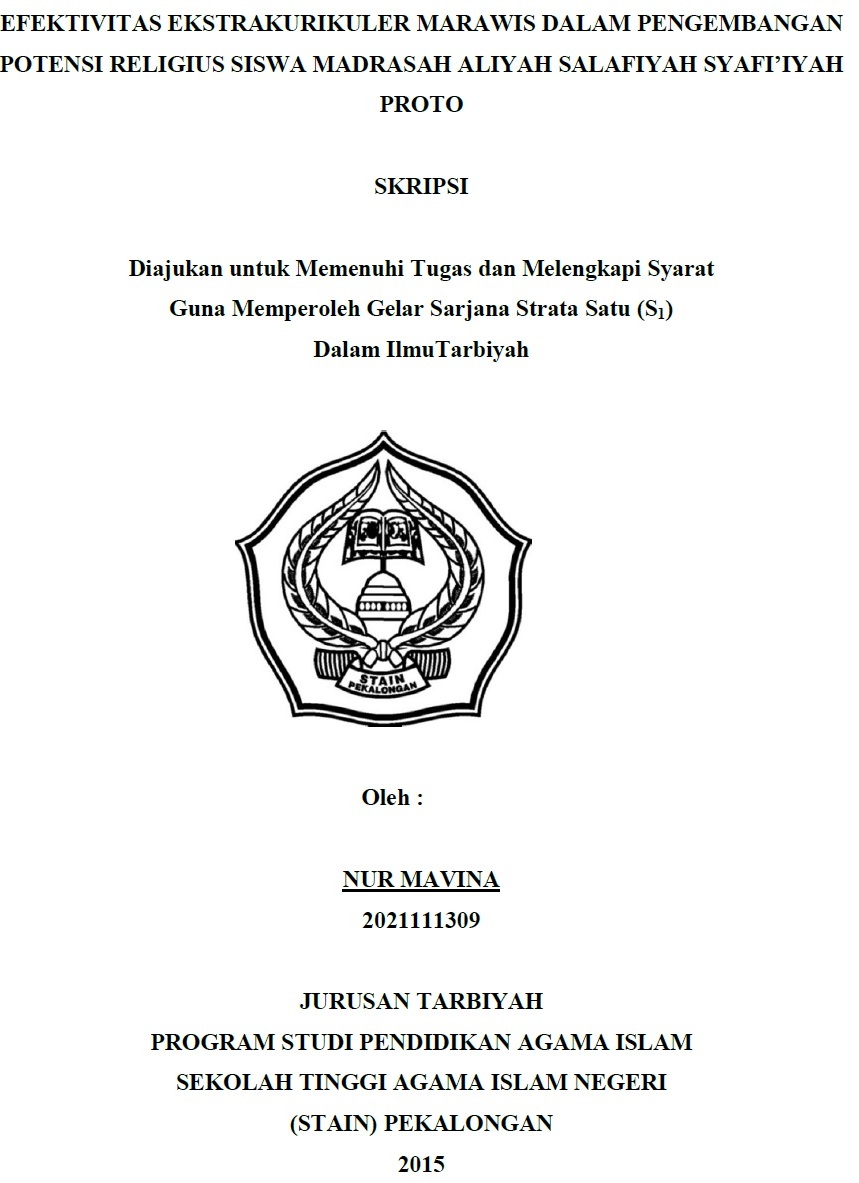 Efektifitas Ekstrakulikuler Marawis Dalam Pengembangan Potensi Relegius Siswa Madrasah Aliyah Salafiyah Syafi'iyyah Proto