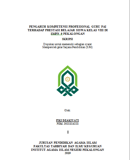 Pengaruh Kompetensi Profesional Guru PAI Terhadap Prestasi Belajar Siswa Kelas VIII Di SMPN 9 Pekalongan