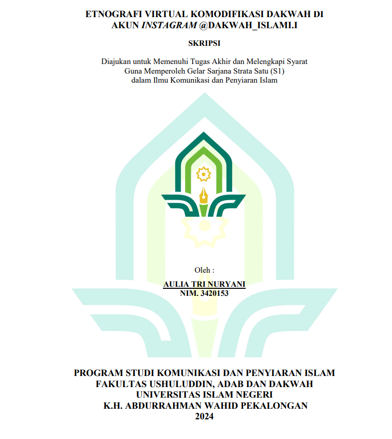 Etnografi Virtual Komodifikasi Dakwah Di Akun Instragam @DAKWAH_ISLAMI.I