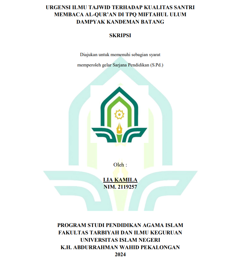 Urgensi Ilmu Tajwid Terhadap Kualitas Santri Membaca Al-Qur'an Di TPQ Miftahul Ulum Dampyak Kandeman Batang