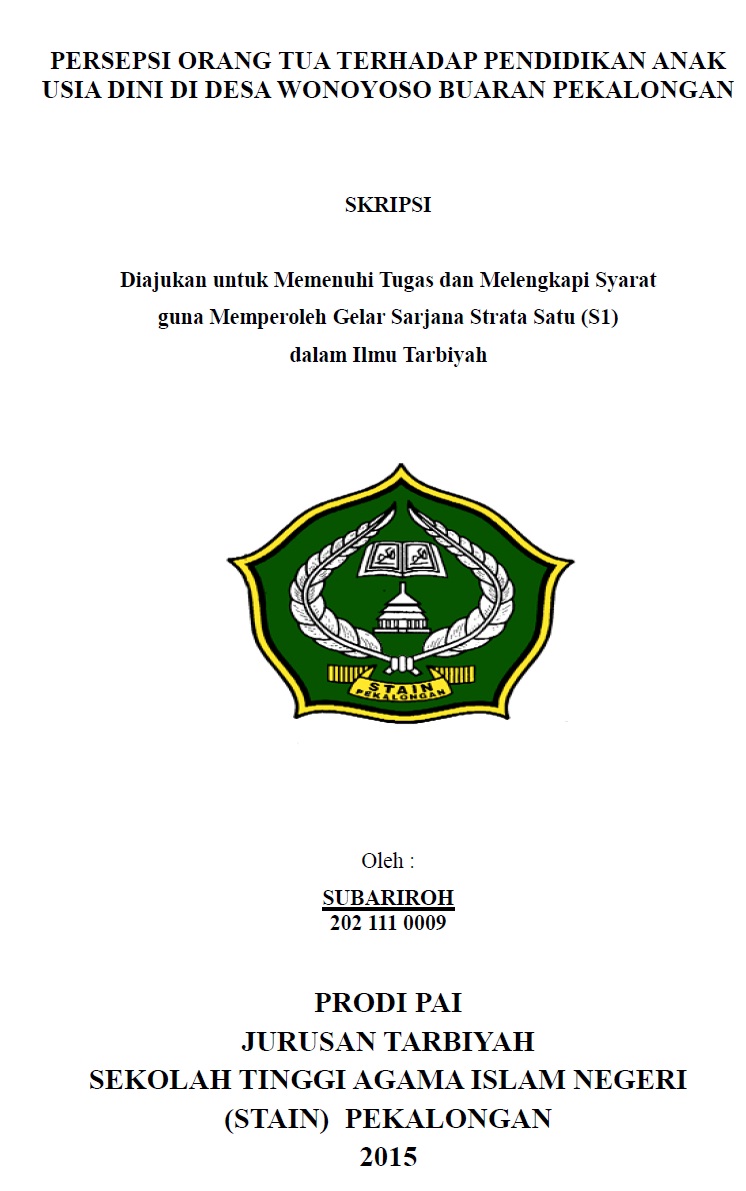 Persepsi Orang Tua Terhadap Pendidikan Anak Usia Dini di Desa Wonoyoso Buaran Pekalongan