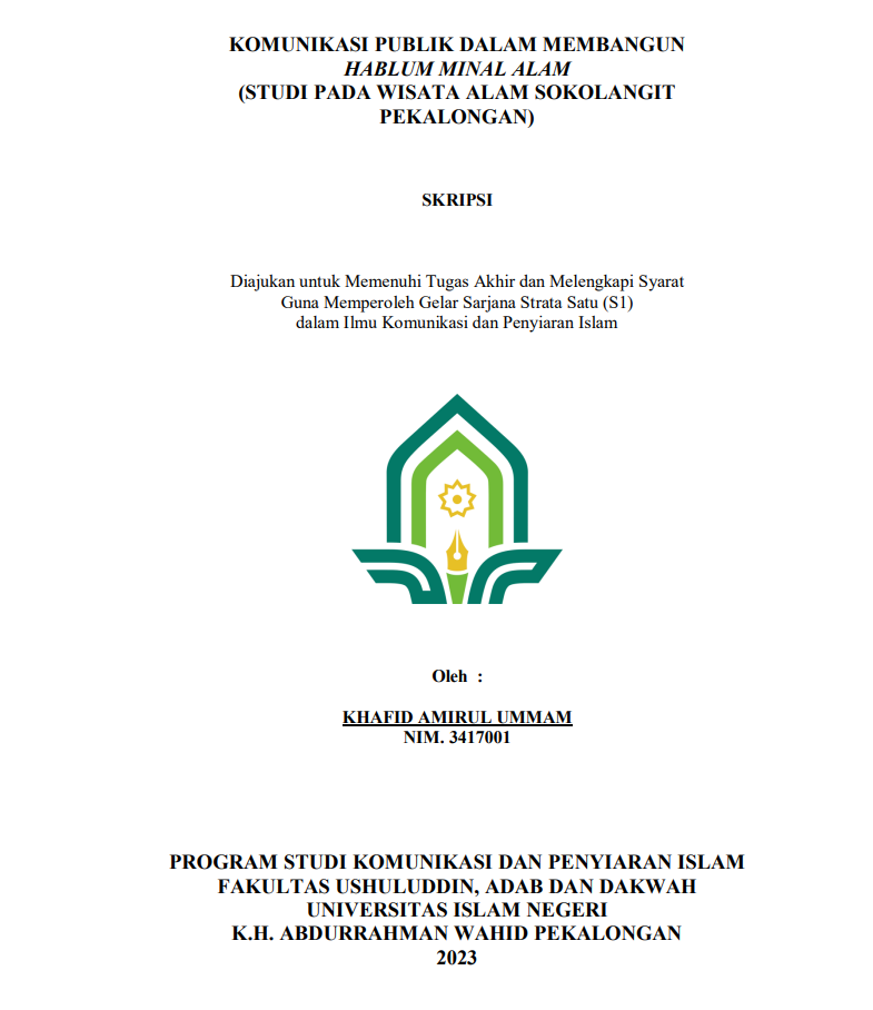 Komunikasi Publik dalam Membangun Hublum Minal Alam (Studi pada Wisata Alam Sokolangit Pekalongan)