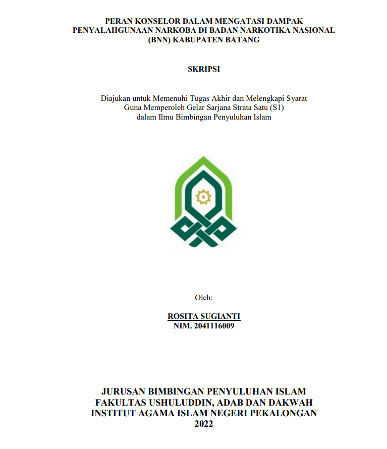 Peran Konselor dalam Mengatasi Dampak Penyalahgunaan Narkoba di Badan Narkotika Nasional (BNN) Kabupaten Batang