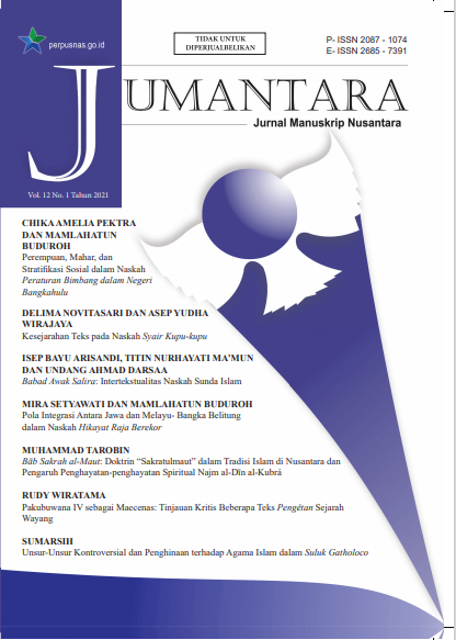 Jumantara : Jurnal Manuskrip Nusantara Vol. 12 No. 1 Tahun 2021