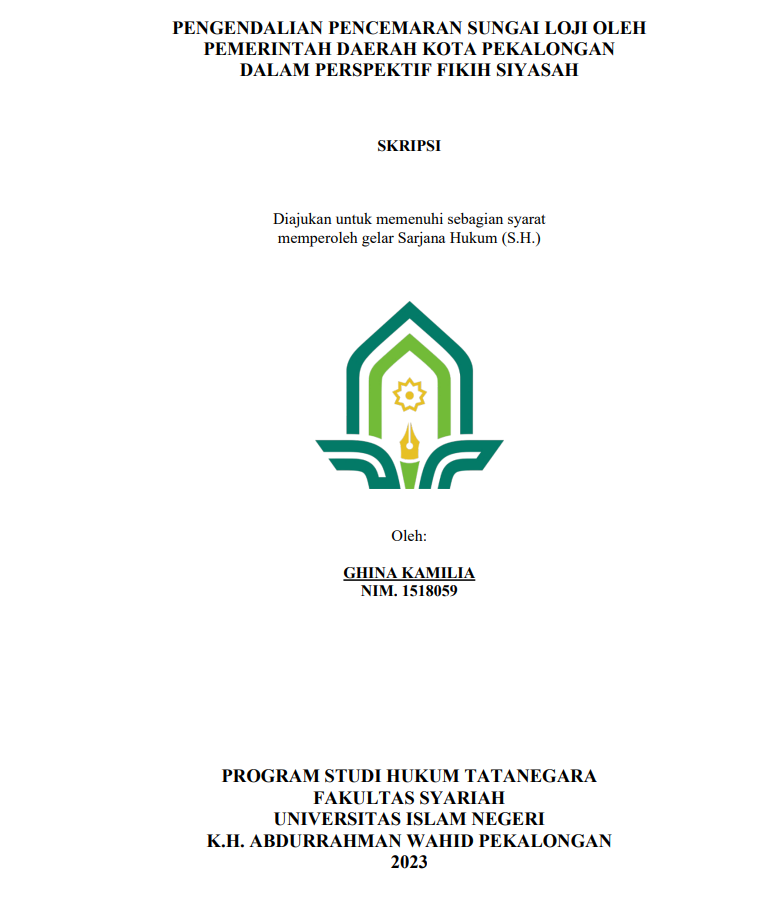 Pengendalian  Pencemaran Sungai Loji Oleh Pemerintah Daerah Kota Pekalongan dalam Perspektif Fikih Siyasah