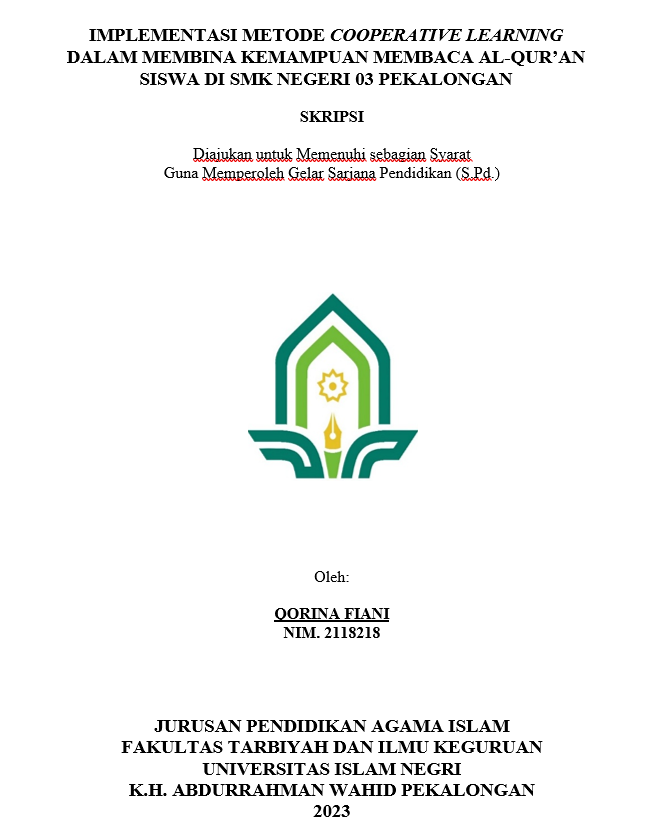 Implementasi Metode Cooperative Learning Dalam Membina Kemampuan Membaca Al-Qur'an Siswa di SMK Negeri 03 Pekalongan