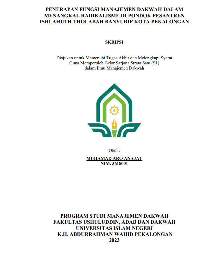 Penerapan Fungsi Manajemen Dakwah dalam Menangkal Radikalisme di Pondok Pesantren Ishlahuth Tholabah Banyurip Kota Pekalongan