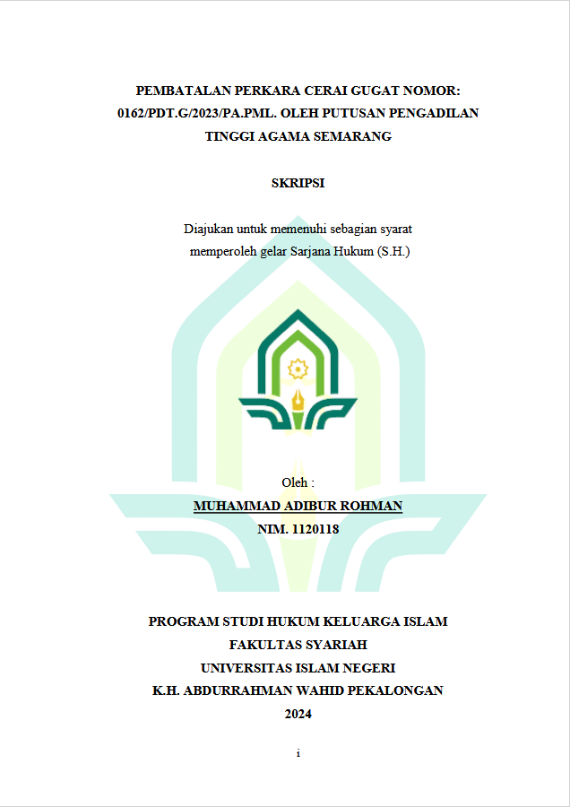 Pembatalan Perkara Cerai Gugat Nomor :0162/PDT.G/2023/PA.PML. Oleh Putusan Pengadilan Tinggi Agama Semarang