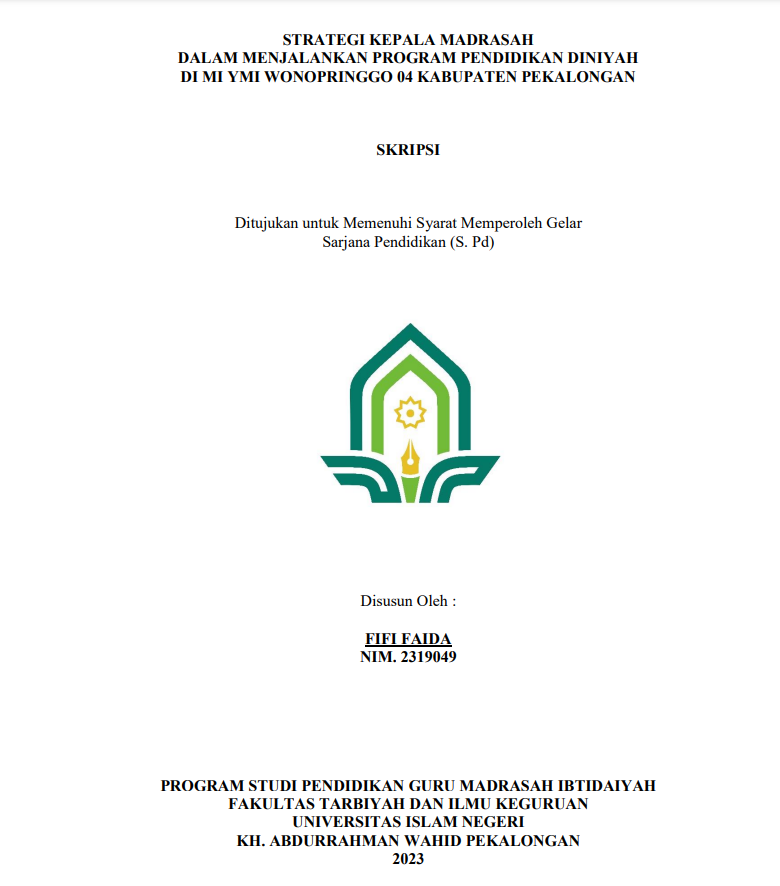 Strategi Kepala Madrasah Dalam Menjalankan Program Pendidikan Diniyah Di MI YMI Wonopringgo 04 Kabupaten Pekalongan