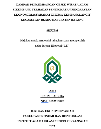 Dampak Pengembangan Objek Wisata Alam Sikembang Terhadap Peningkatan Pendapatan Ekonomi Masyarakat di Desa Kembanglangit Kecamatan Blado Kabupaten Batang