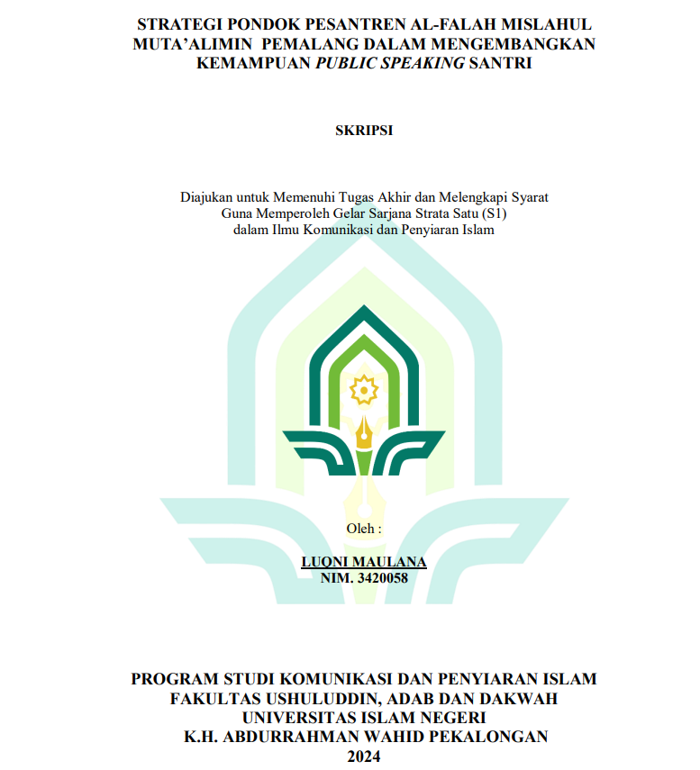 Strategi Pondok Pesantren Al-Falah Mislahul Muta'alimin Pemalang Dalam Mengembangkan Kemampuan Public Speaking Santri