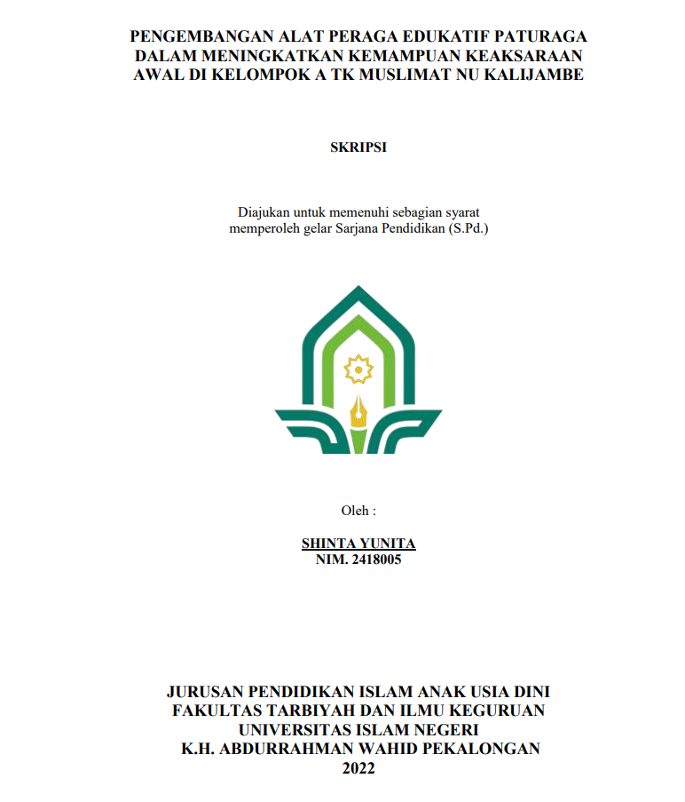 Pengembangan Alat Peraga Edukatif Paturaga Dalam Meningkatkan Kemampuan Keaksaraan Awal Di Kelompok A TK Muslimat NU Kalijambe