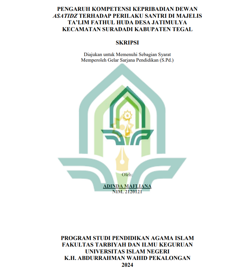 Pengaruh Kompetensi Kepribadian Dewan Asatidz Terhadap Perilaku Santri di Majelis Ta'lim Fathul Huda Desa Jatimulya Kecamatan Suradadi Kabupaten Tegal