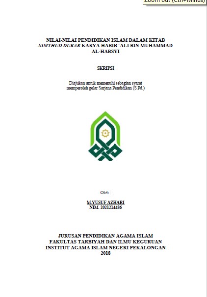 Nilai-Nilai Pendidikan Islam Dalam Kitab Simthud Durar Karya Habib 'Ali Bin Muhammad Al Habsyi