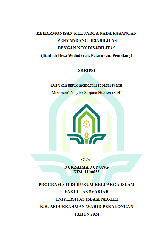 Keharmonisan Keluarga Pada Pasangan Penyandang Disabilitas Dengan Non Disabilitas (Studi Di Desa Widodaren, Petarukan, Pemalang)