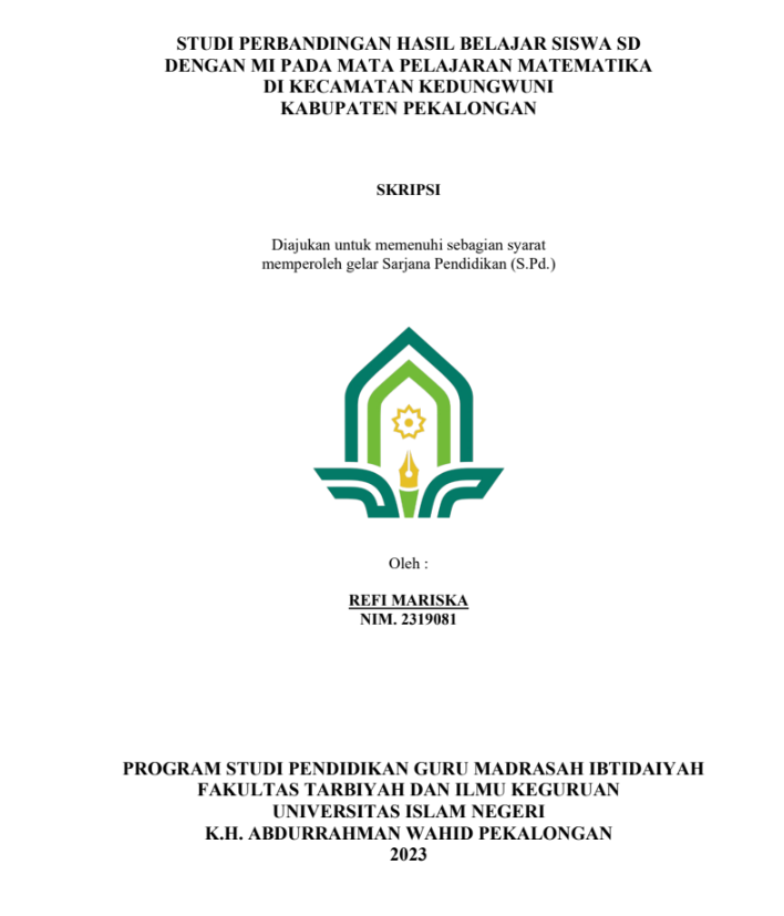 Studi Perbandingan Hasil Belajar Siswa SD Dengan MI Pada Mata Pelajaran Matematika Di Kecamatan Kedungwuni Kabupaten Pekalongan