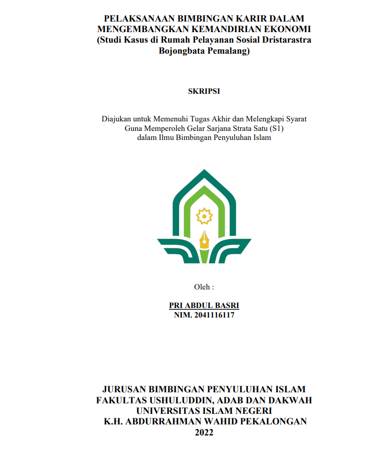 Pelaksanaan Bimbingan Karir dalam Mengembangkan Kemandirian Ekonomi (Studi Kasus di Rumah Pelayanan Sosial Dristarastra Bojongbata Pemalang