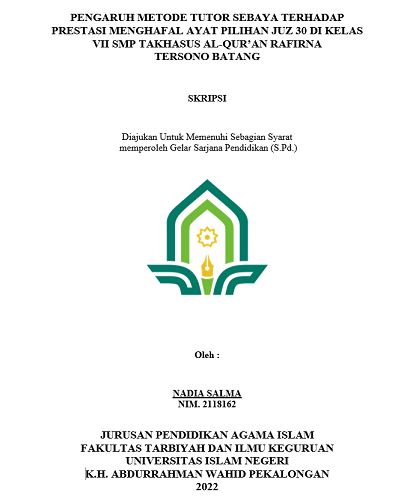 Pengaruh Metode Tutor Sebaya Terhadap Prestasi Menghafal Ayat Pilihan Juz 30 di Kelas VII SMP Takhasus Al-Qur'an Rafirna Tersono Batang